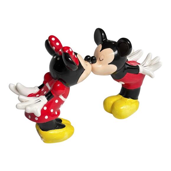 Disney Minnie & Mickey Mouse Kissing SALT & PEPPER SHAKERS LARGE 5" Jerry Leigh - Picture 3 of 13